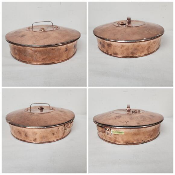 Vintage Swedish Copper Pan 9" Round Lidded Handle Vented Bergelin Kopparslagare - Picture 4 of 10